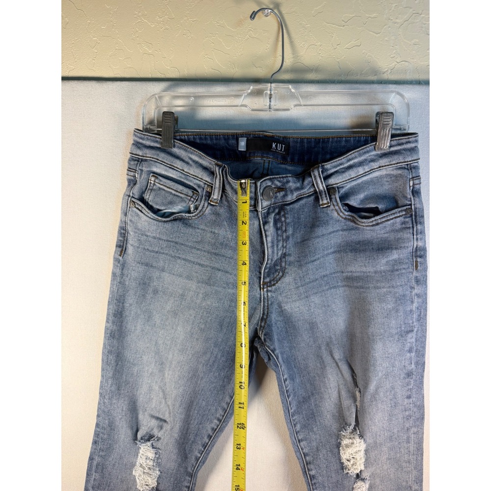 Kut From The Kloth Reese Ankle Straight Leg Distressed Jeans Light Wash Size 10 - Picture 9 of 10
